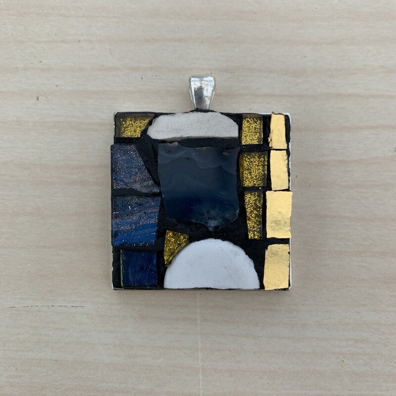 Gold, Blue and White Pendant