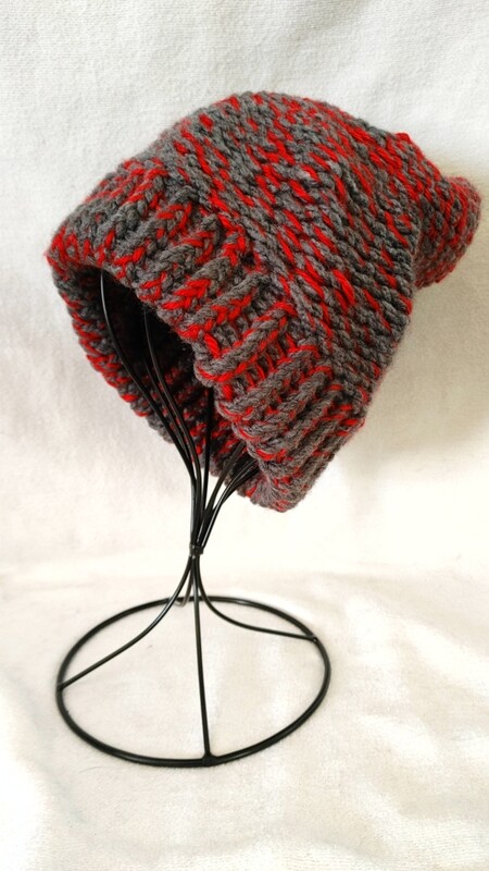 Red &amp; Gray Double Knit Hat and Scarf *FREE SHIPPING*