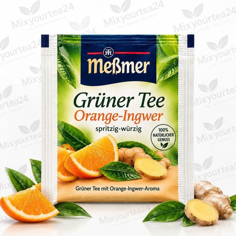 Meßmer Grüner Tee Orange-Ingwer einzeln verpackter Teebeutel 1,75 g Meßmer Grüner Tee Orange-Ingwer einzeln verpackter Teebeutel 1,75 g