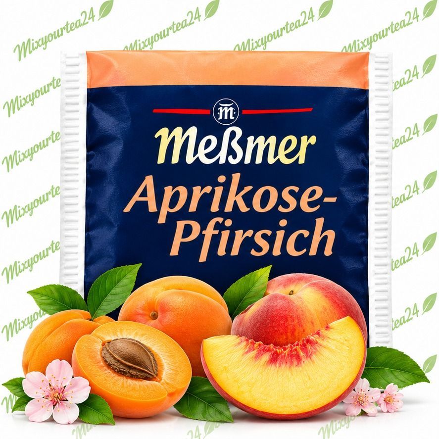 Meßmer Aprikose-Pfirsich – Früchtetee einzeln verpackter Teebeutel 2,75 g Meßmer Aprikose-Pfirsich Früchtetee, einzeln verpackter Teebeutel 2,75 g mit Aprikosen und Pfirsichen – Mixyourtea24