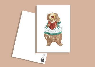 Postkarte Singender Bär