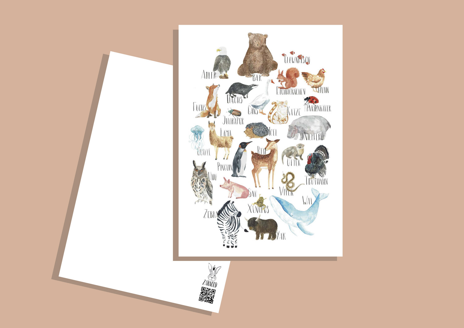 Postkarte Tier-ABC