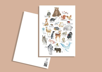 Postkarte Tier-ABC