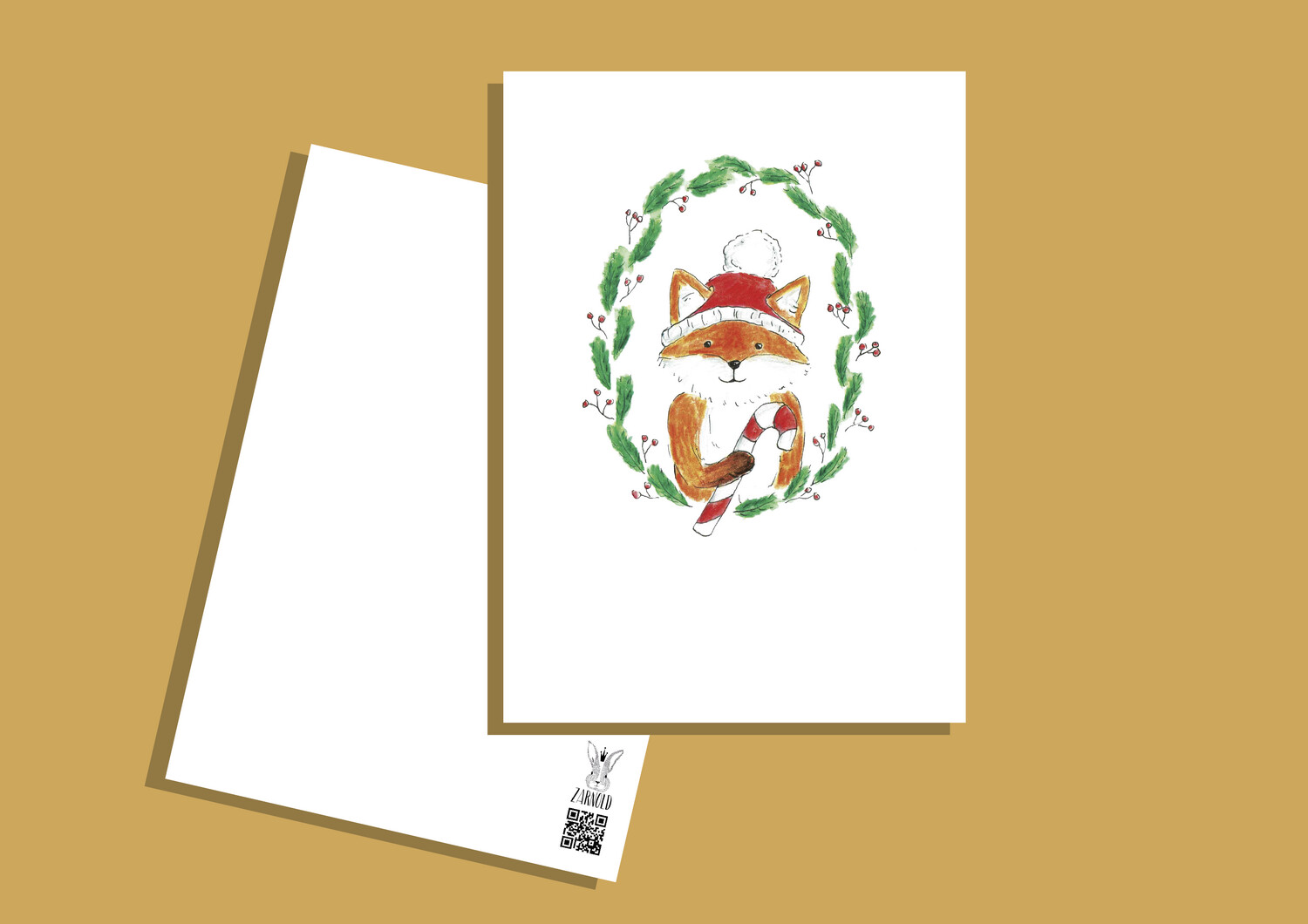 Postkarte Fuchs im Kranz