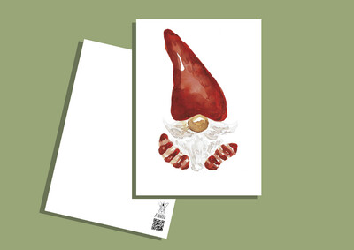 Postkarte Wichtel rot