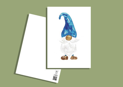 Postkarte Wichtel blau