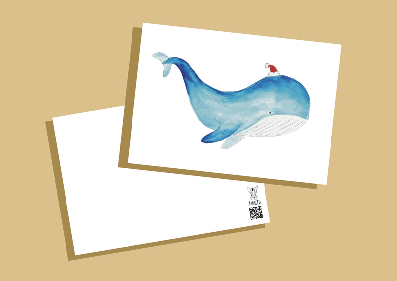 Postkarte Weihnachtswal