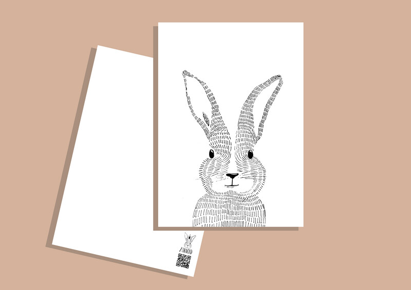 Postkarte StrichHase