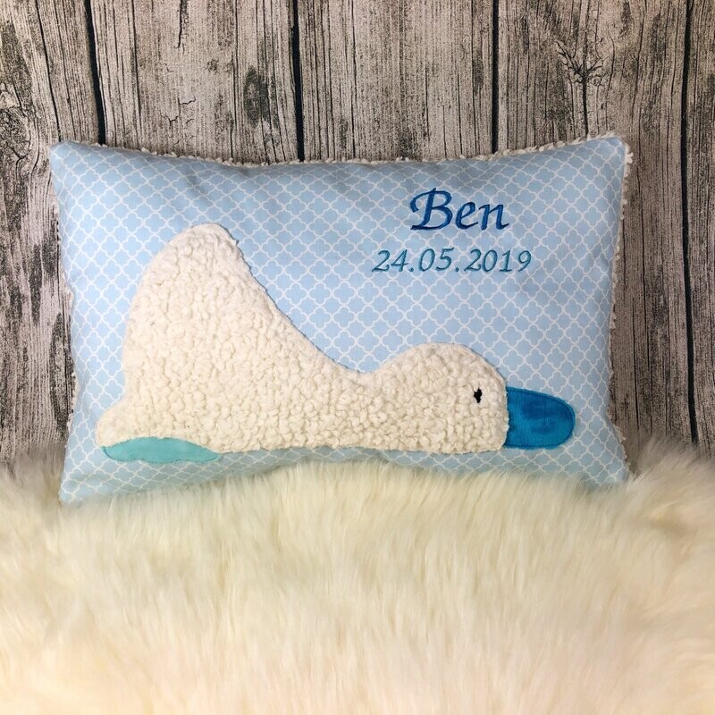 Platschente Kissen blau