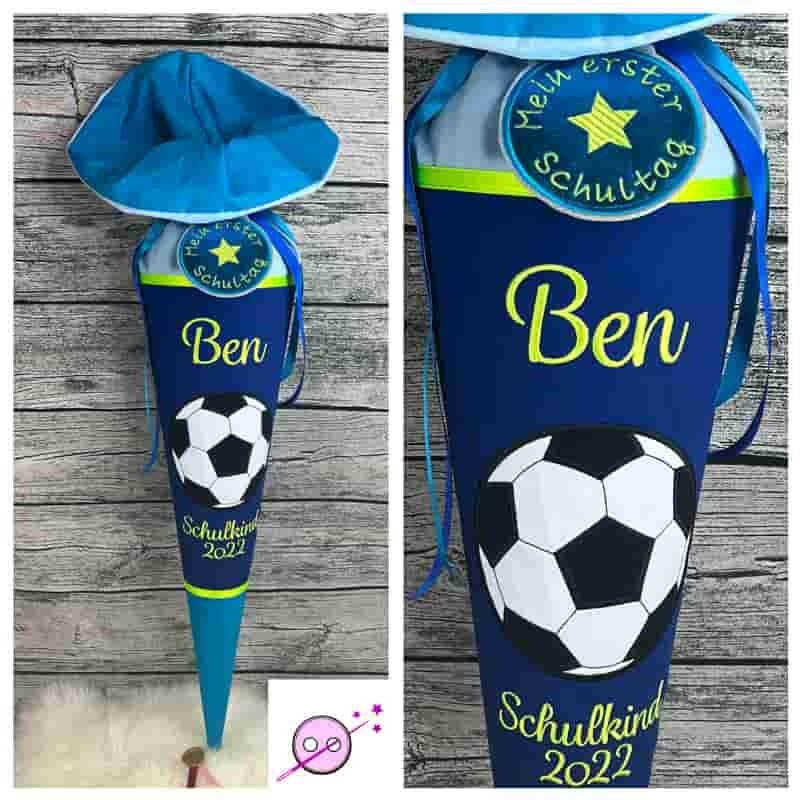 Fußball Schultüte türkis/lime Fußball Schultüte türkis/lime
