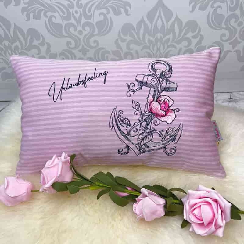 Kissen Maritim Anker rosa