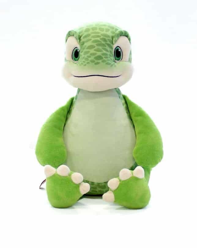 Kuscheltier mit Name Dinosaurier grün