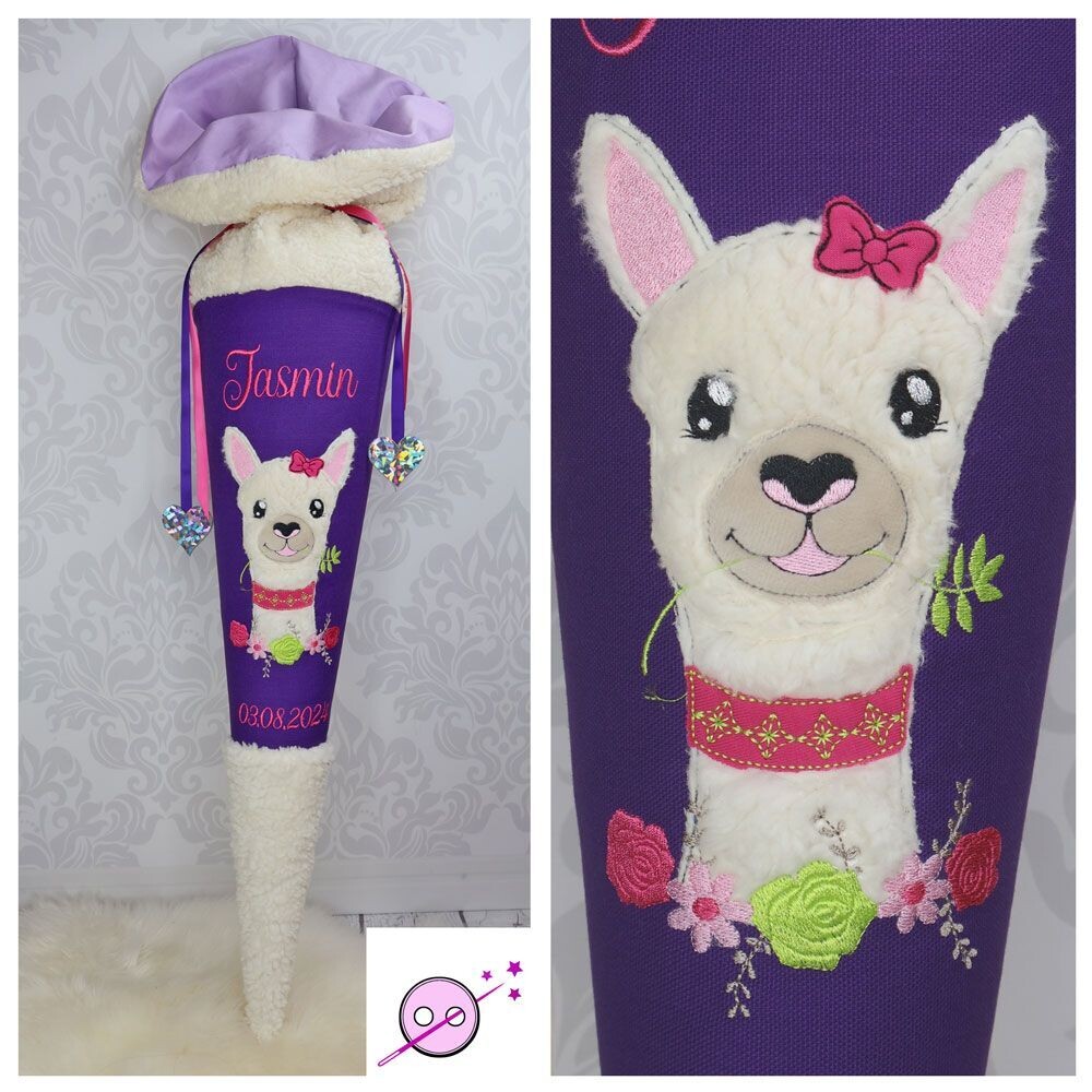 Schultüte mit einem Lama aus Teddystoff