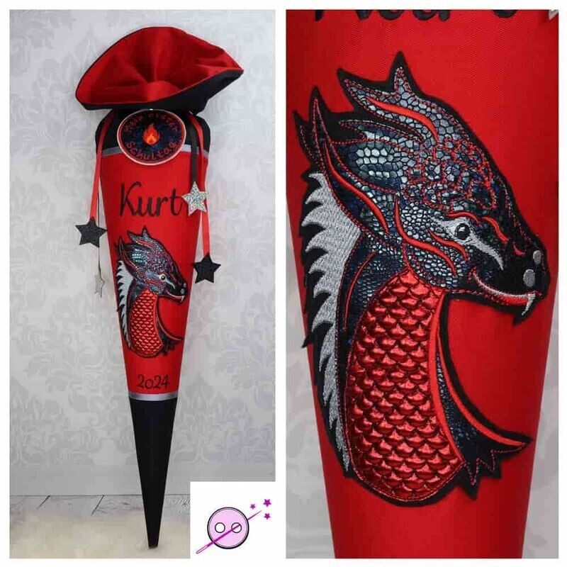 Schultüte 3D Drache in rot Schultüte 3D Drache in rot