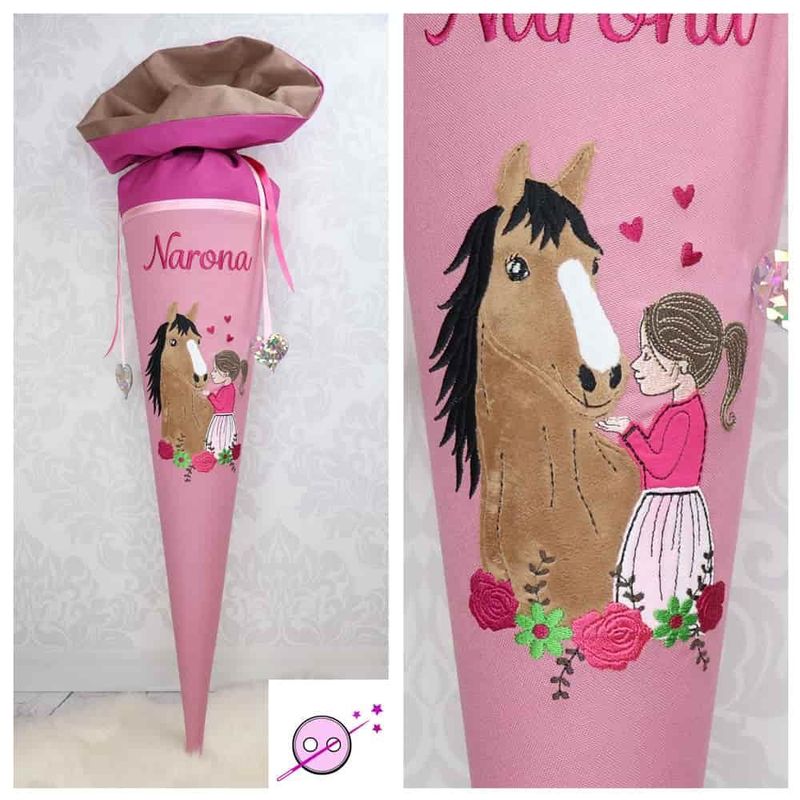 Pferd mit Mädchen altrosa Pferd mit Mädchen altrosa