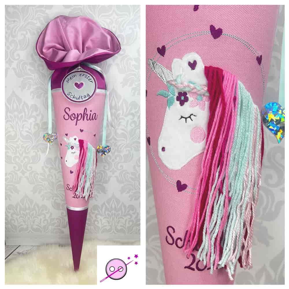 3D Einhorn Schultüten rosa/flamingo