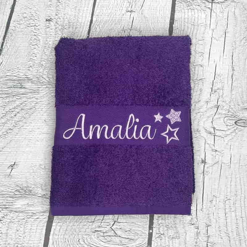 Handtuch bestickt lila 100x50cm