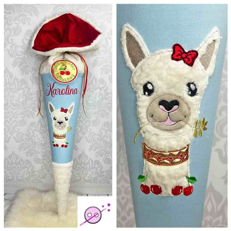 Lama Kuschel Schultüte mit Kirschen Lama Kuschel Schultüte mit Kirschen