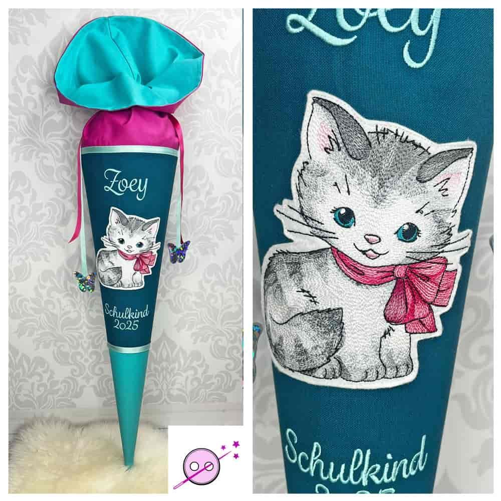 Schultüte Katze mit Schleife