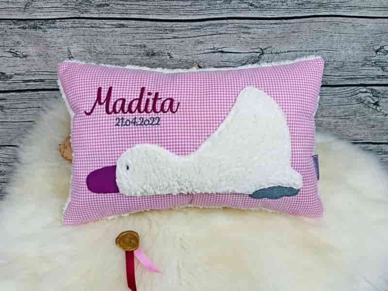 Platschente Kissen rosa kariert Platschente Kissen rosa kariert