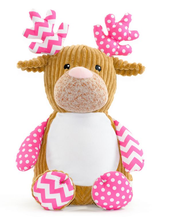 Kuscheltier mit Name Rentier rosa Kuscheltier mit Name Rentier rosa