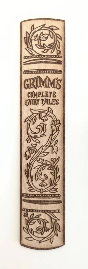 Grimm's Fairy Tales Book Spine Wooden Bookmark