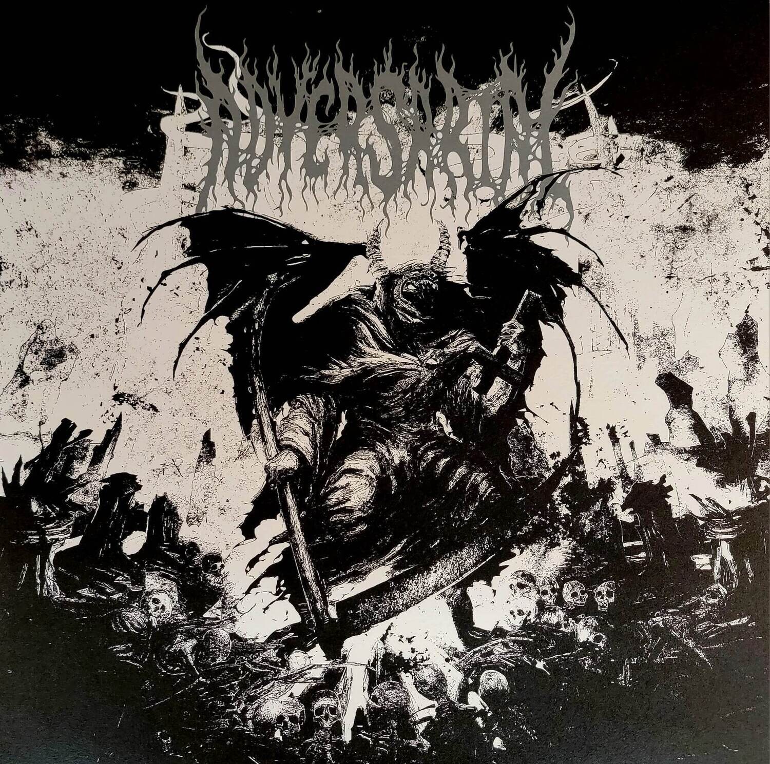 ADVERSARIAL - Death, Endless Nothing And The Black Knife Of Nihilism LP (Bone White/Silver Merge Vinyl)