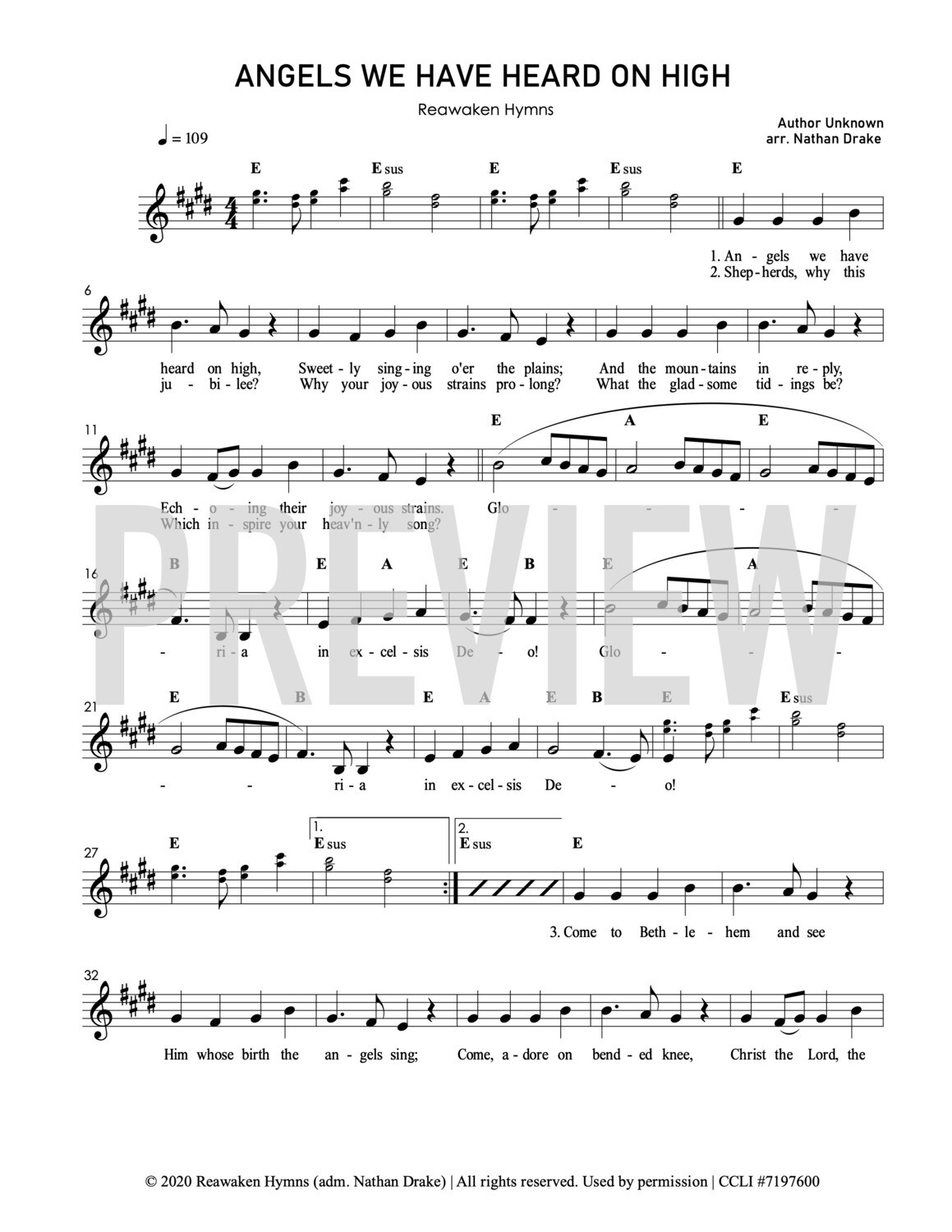 Angels We Have Heard on High - Lead Sheet