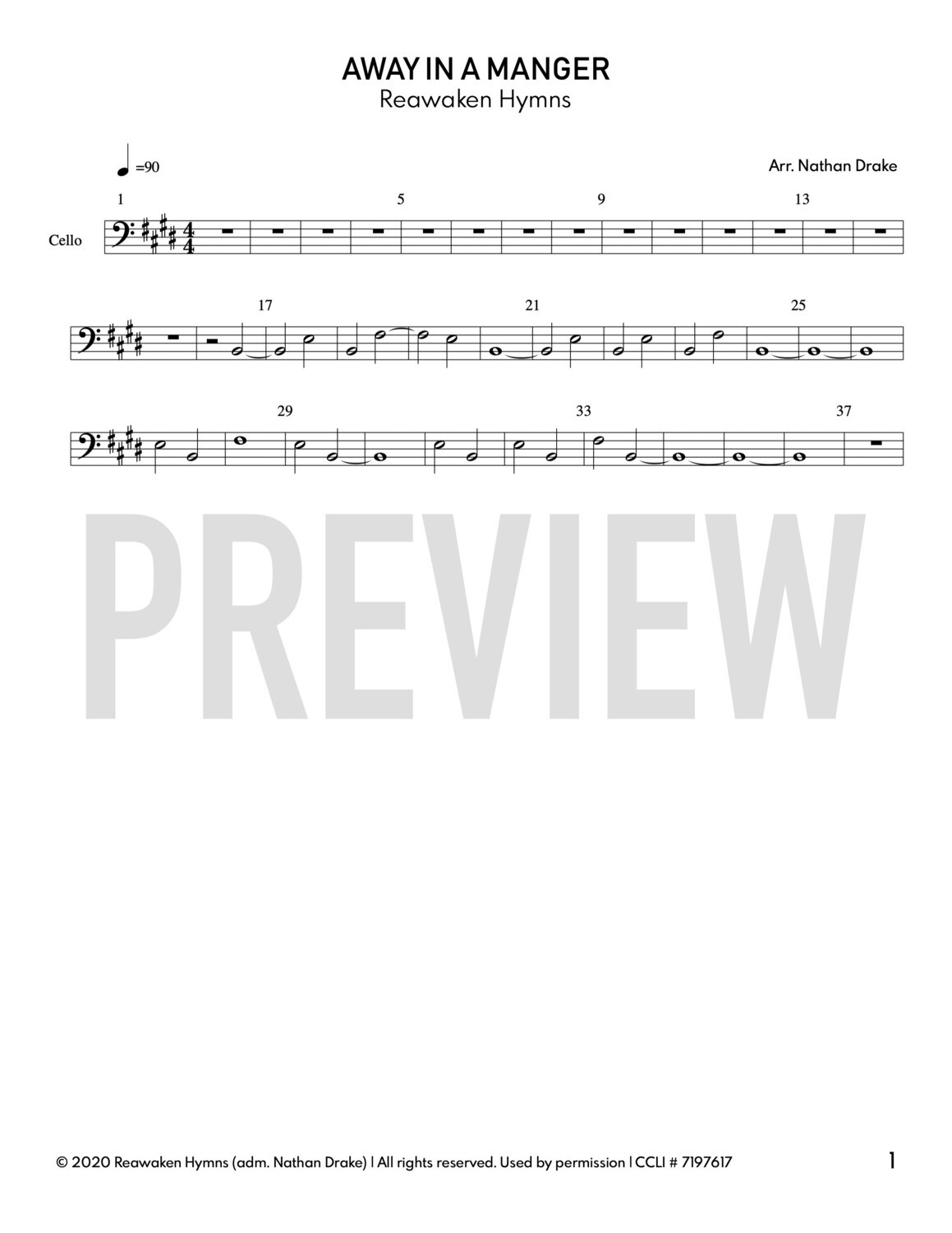 Away In A Manger Cello Sheet Music 