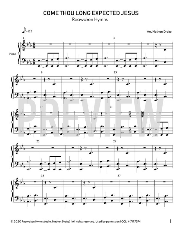 Come Thou Long Expected Jesus - Piano Sheet Music