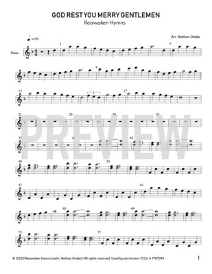 God Rest You Merry Gentlemen - Piano Sheet Music