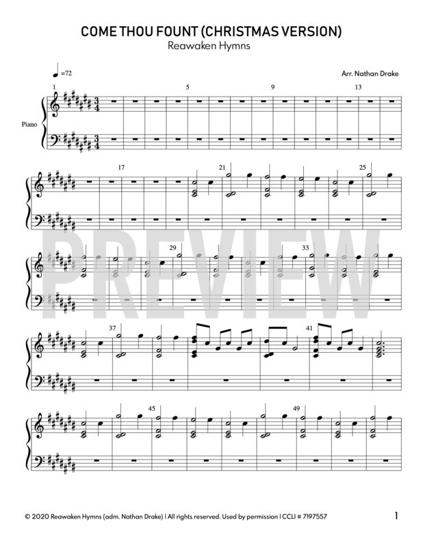 Come Thou Fount Of Every Blessing (Christmas Version) - Piano Sheet Music