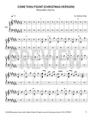 Come Thou Fount Of Every Blessing (Christmas Version) - Piano Sheet Music