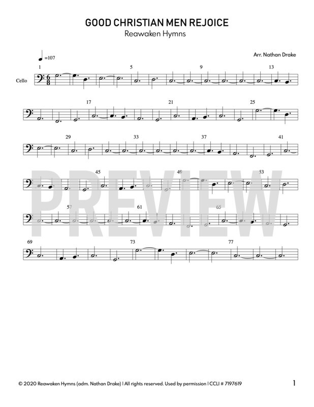 Good Christian Men Rejoice - Cello Sheet Music