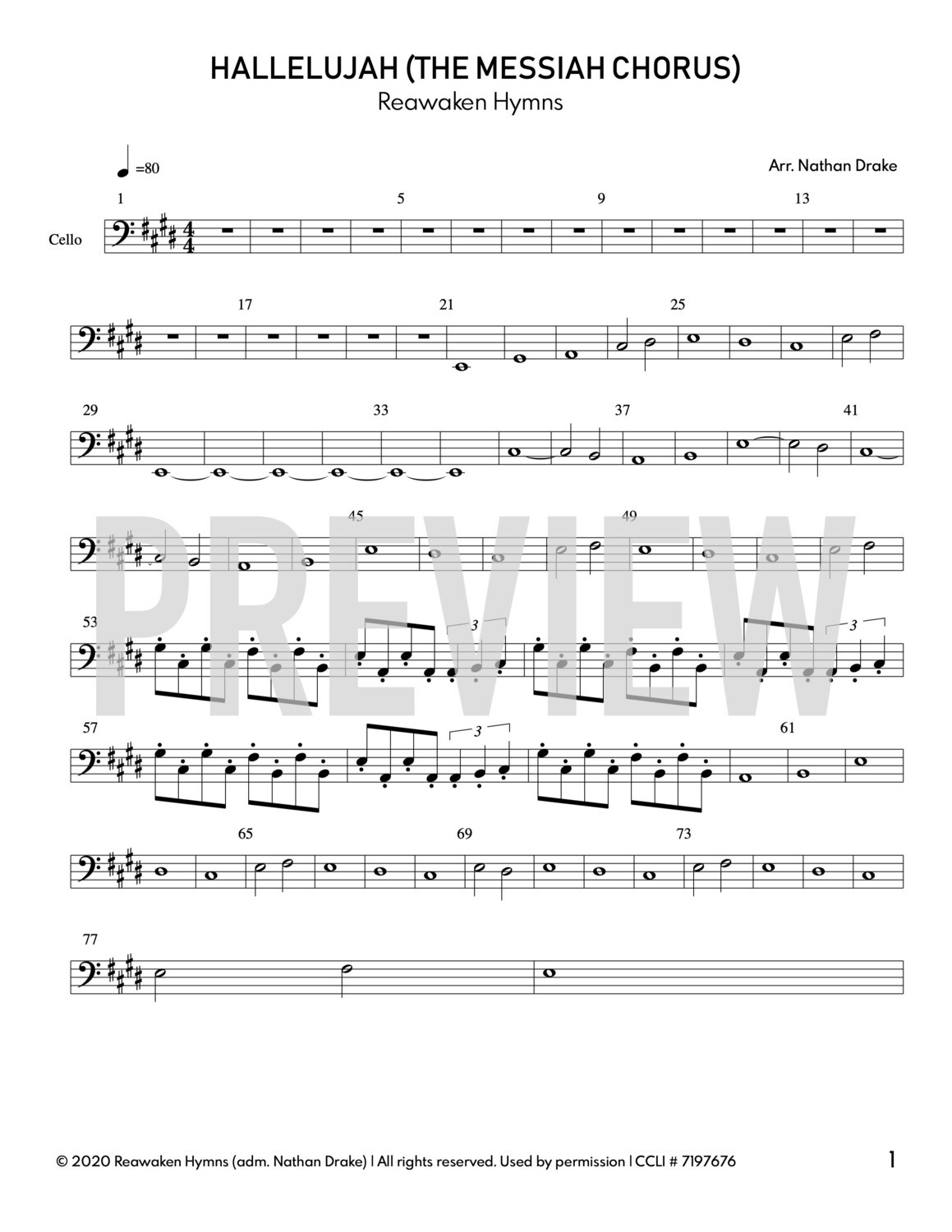 Hallelujah (The Messiah Chorus) - Cello Sheet Music