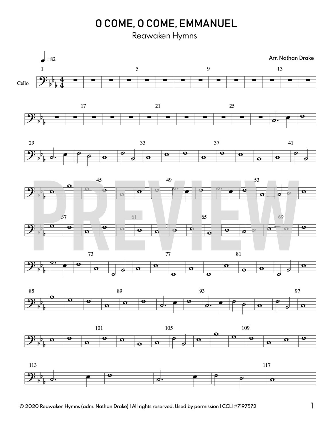 O Come, O Come, Emmanuel - Cello Sheet Music