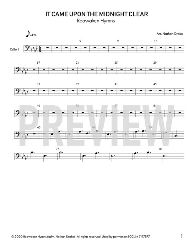 It Came Upon The Midnight Clear - Cello Sheet Music (2 parts)