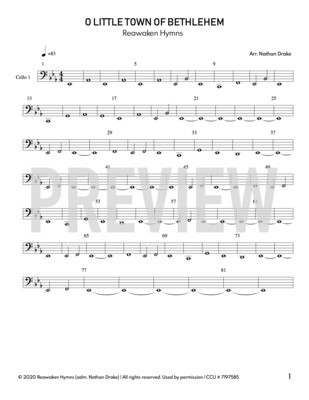 O Little Town Of Bethlehem - Cello Sheet Music (3 parts)