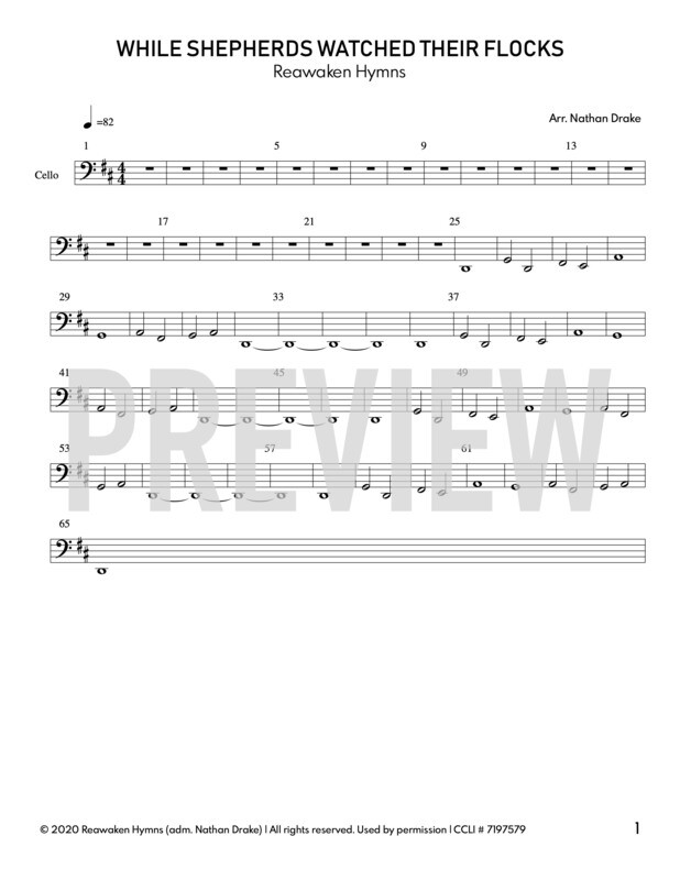 While Shepherds Watched Their Flocks - Cello Sheet Music