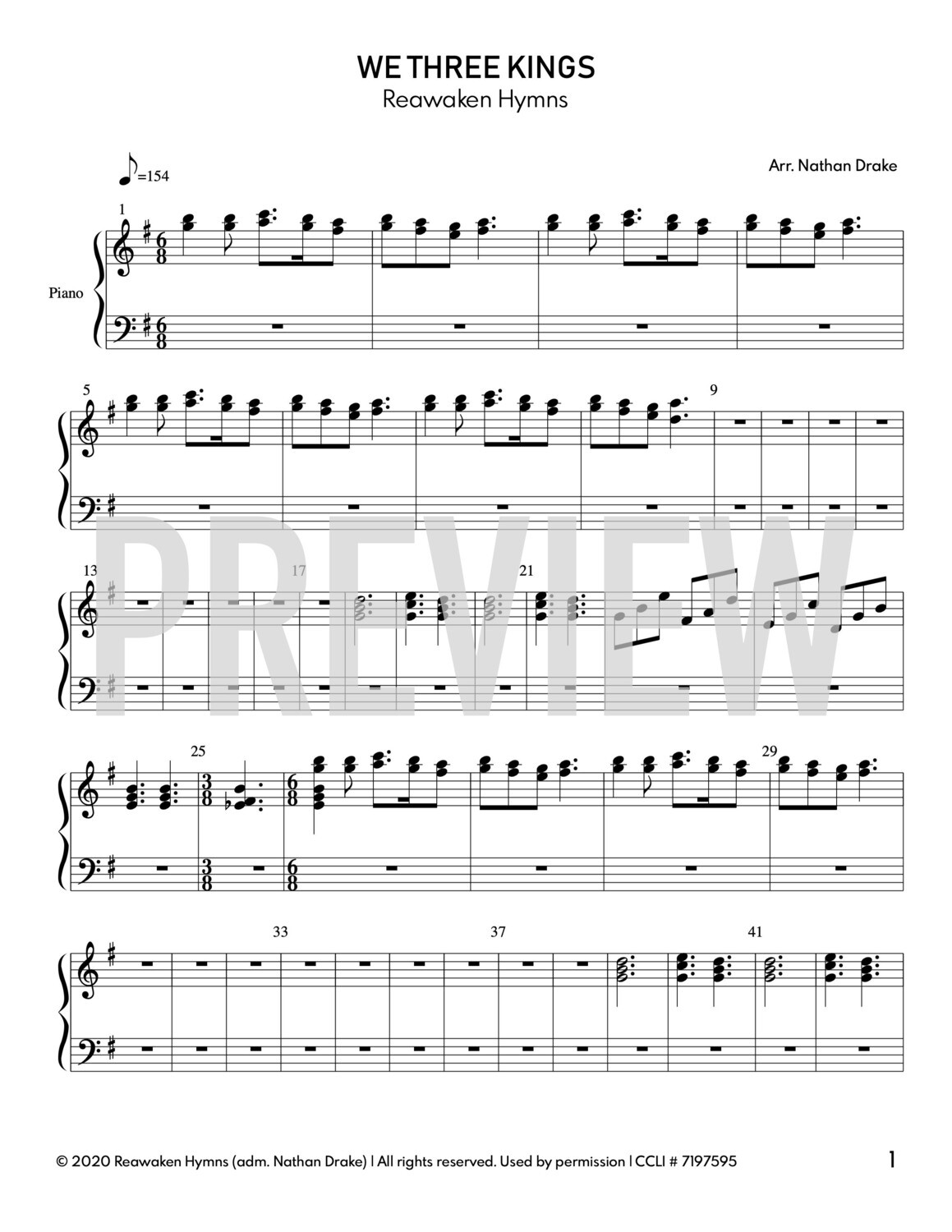 We Three Kings - Piano Sheet Music