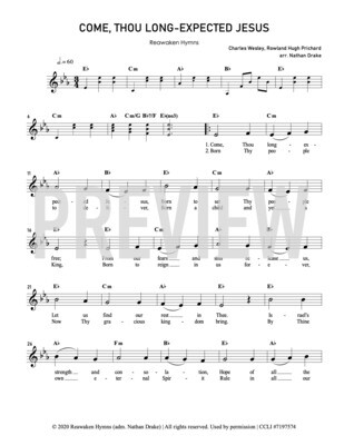 Come Thou Long Expected Jesus - Lead Sheet