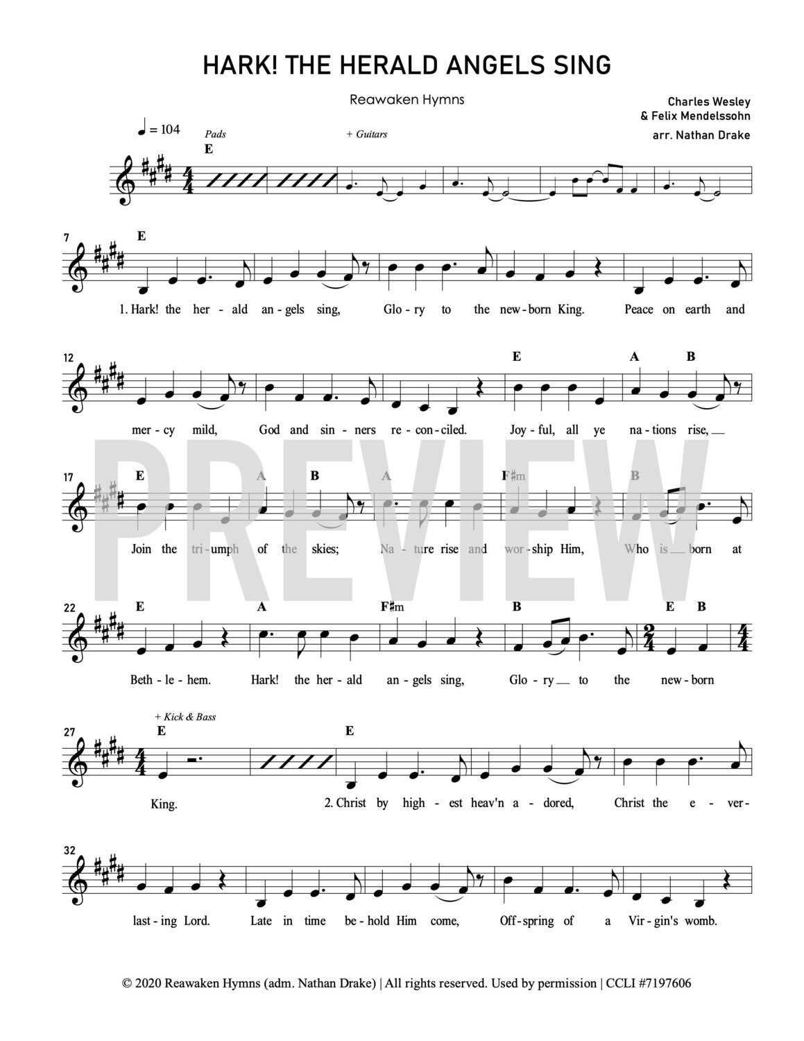 Hark The Herald Angels Sing - Lead Sheet