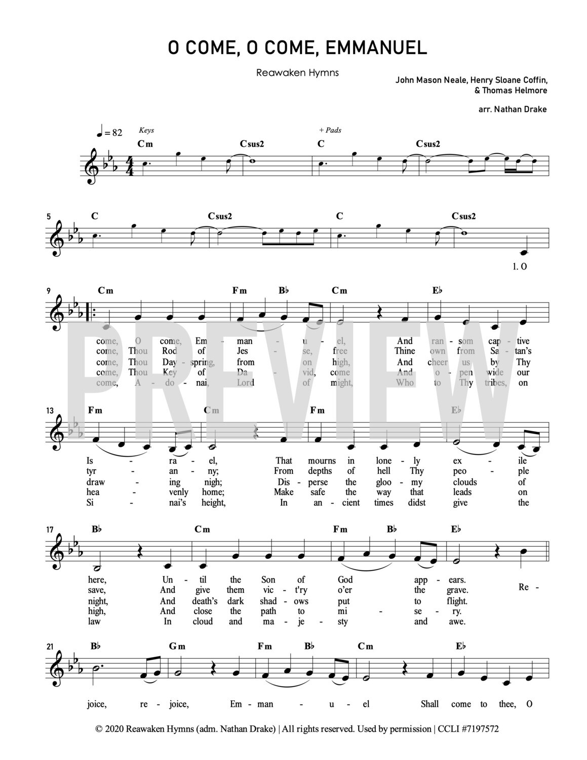 O Come, O Come, Emmanuel - Lead Sheet