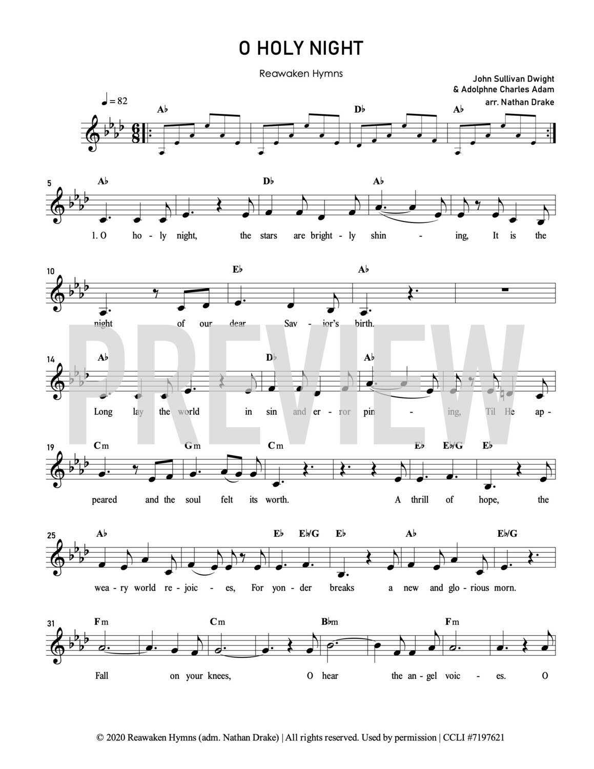 O Holy Night - PDF Song Sheet