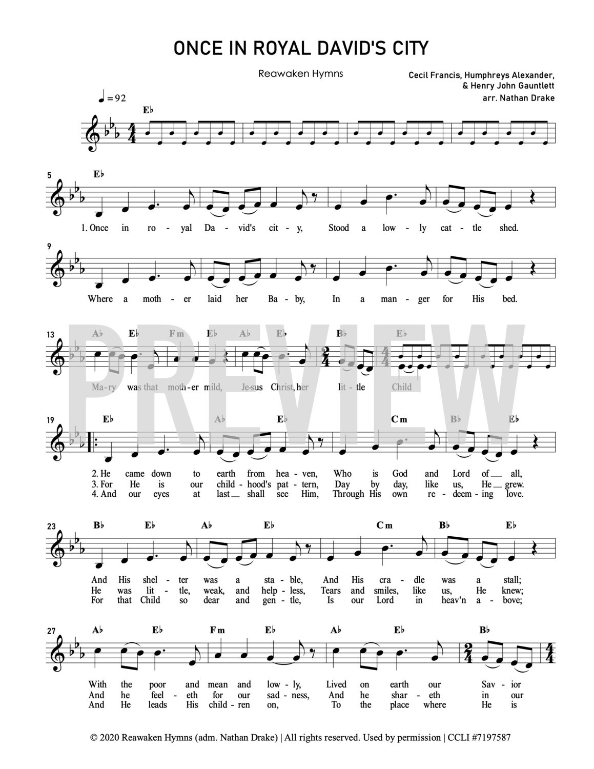 Once In Royal David&#39;s City - Lead Sheet