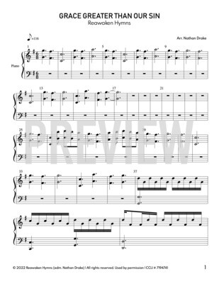 Grace Greater Than Our Sin - Piano Sheet Music