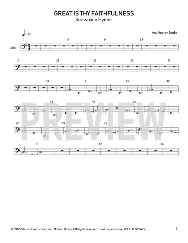 Great Is Thy Faithfulness - Cello Sheet Music