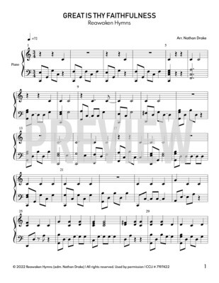 Great Is Thy Faithfulness - Piano Sheet Music (2 parts)