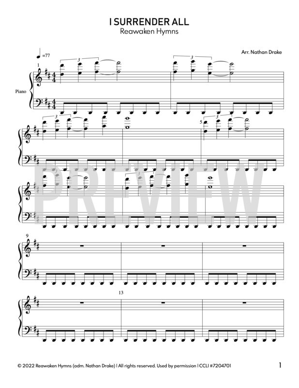 I Surrender All - Piano Sheet Music