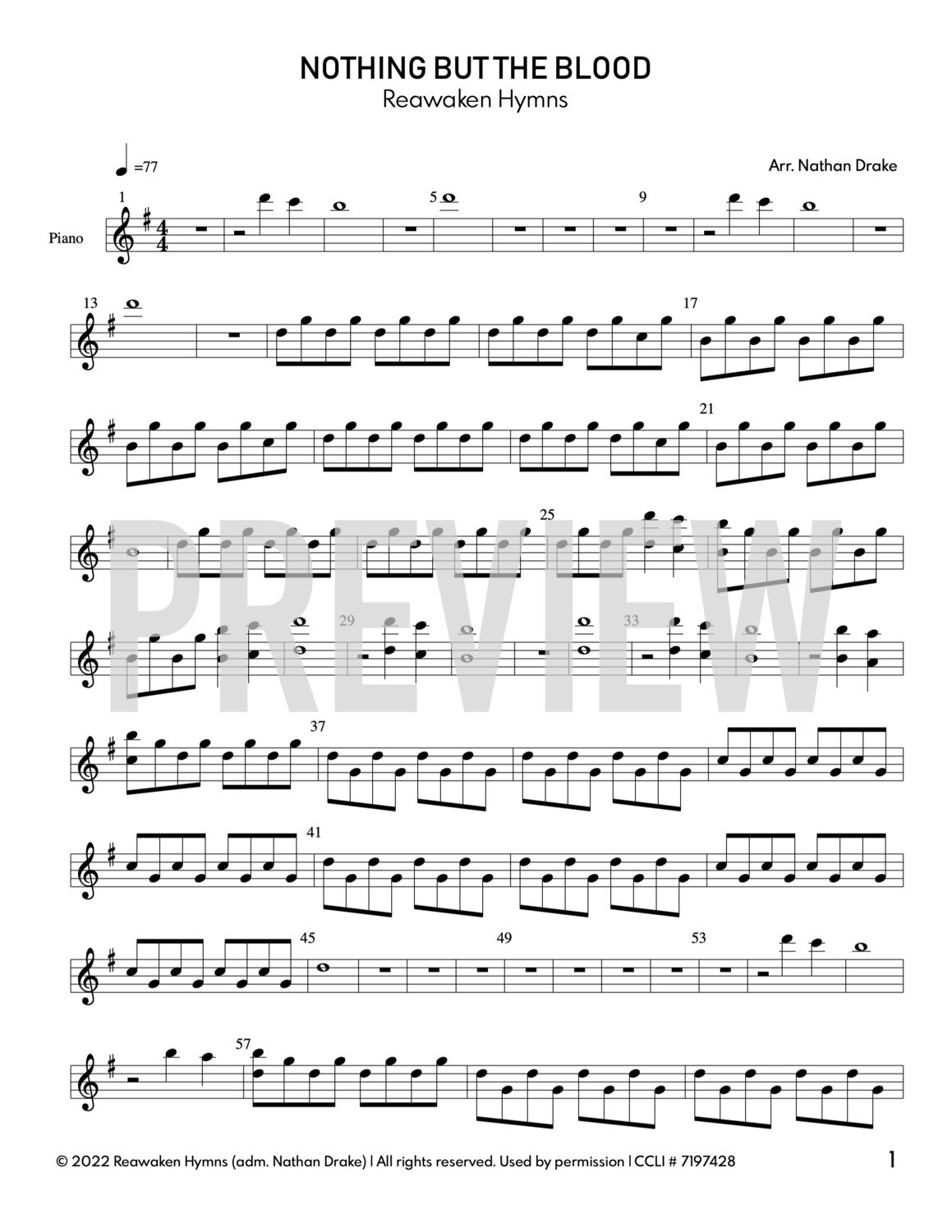 Nothing but the Blood - Piano Sheet Music